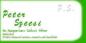 peter szecsi business card