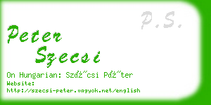 peter szecsi business card